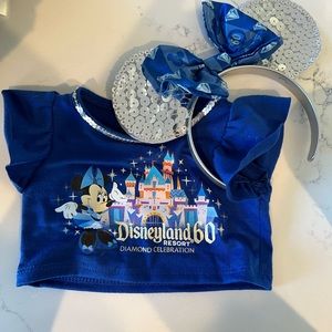 Build a bear Disneyland diamond celebration t-shirt and Minnie Mouse ears